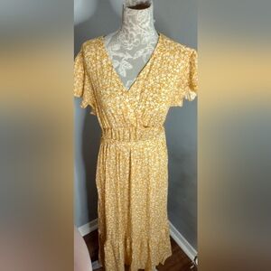 Yellow Floral Wrap Dress -Khol's